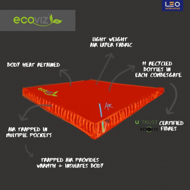 Leo Workwear SS06-O COMBESGATE ISO 20471 Class 3 Snood EcoViz Sweatshirt Orange